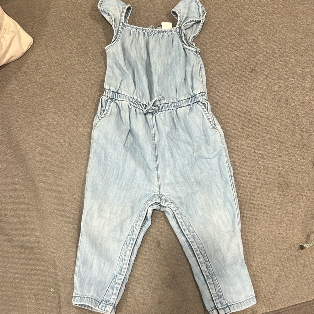 Baby Gap denim jean sleeveless jumpsuit